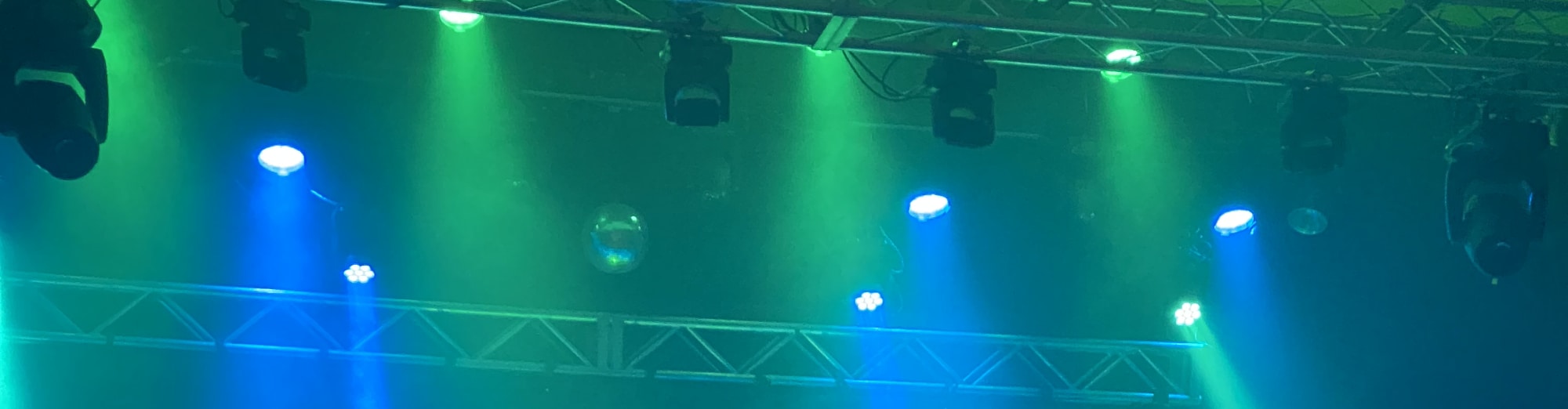 blue and green theater stage lights Huntsville