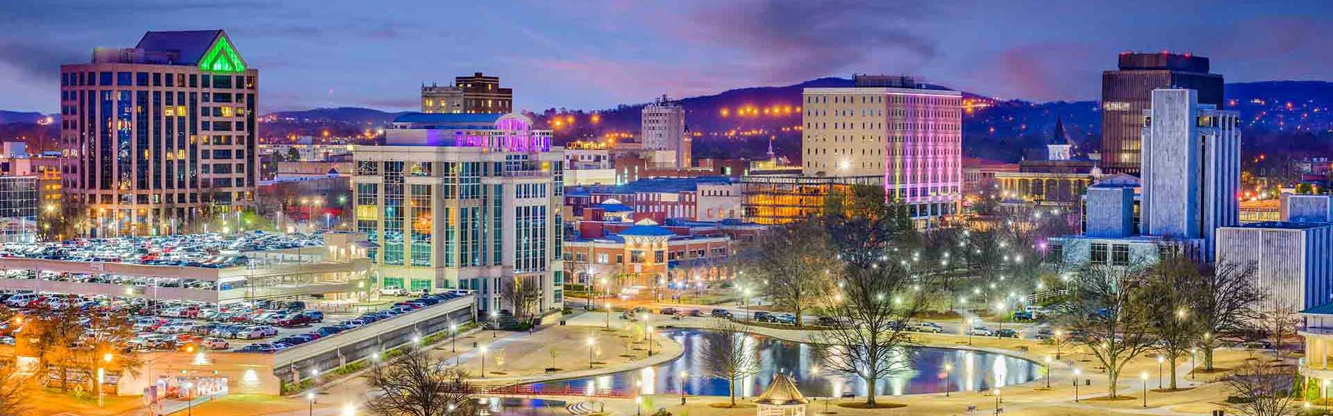 Neon color image of a band playing and people singing along
