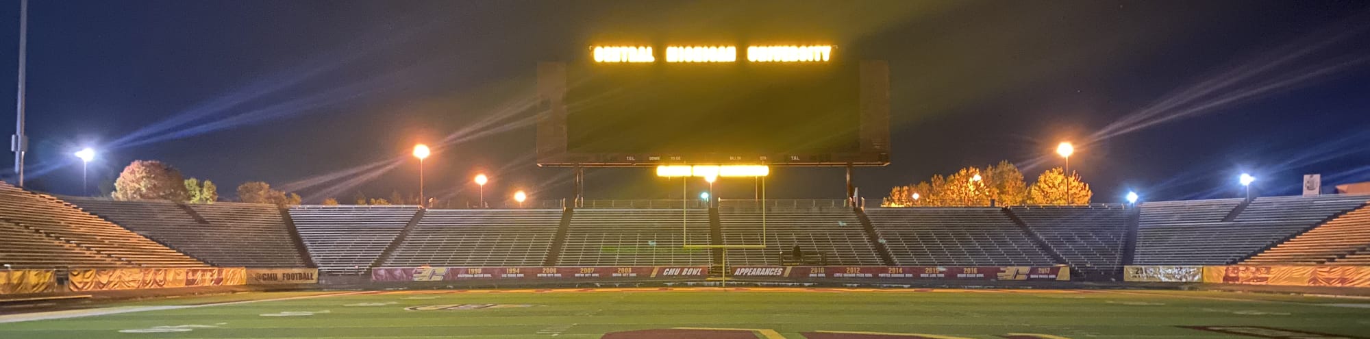 empty football stadium at night under the lights Huntsville